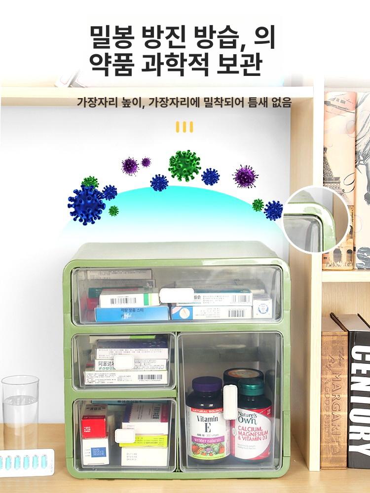 서랍식 약 보관함 가정용 약상자 상자 화이트클래식 약장 대용량 약보관함 구급상자 정리함 - 상세 이미지 5