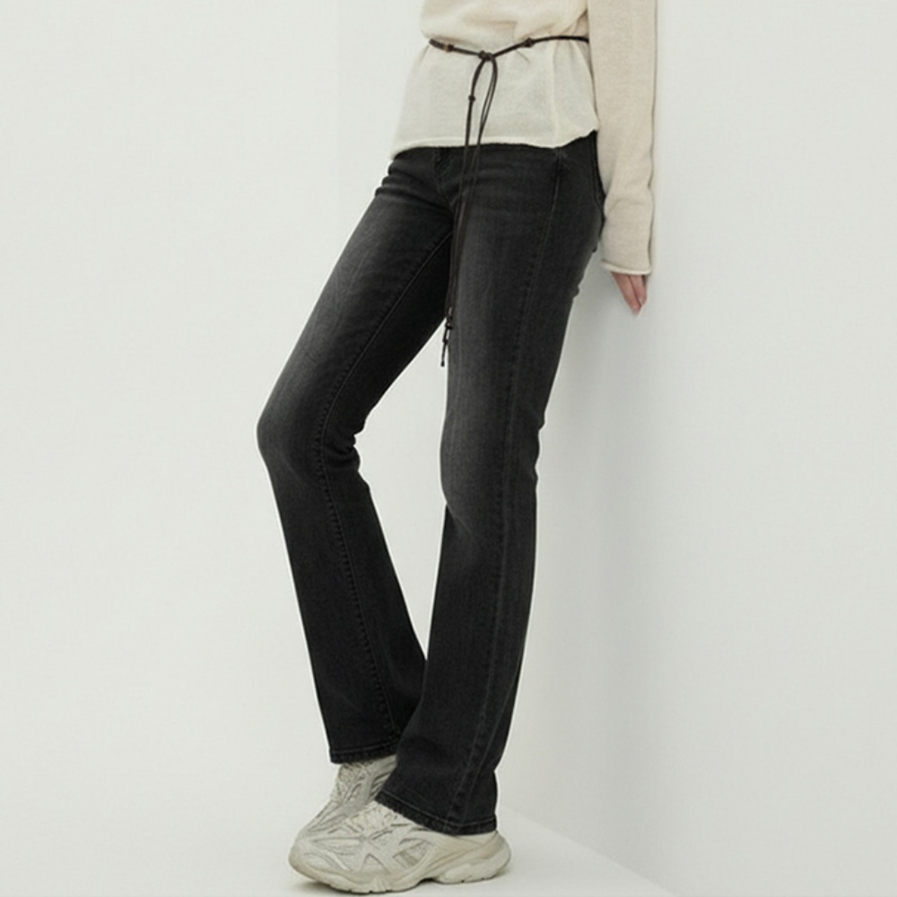 패션 여성 슬림핏 데님 팬츠 스판 있는 부츠컷 청바지 - 2컬러 - 블루