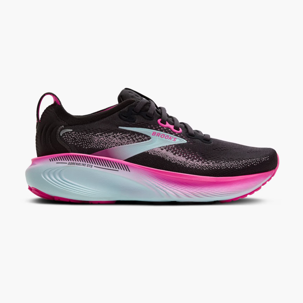 브룩스 Adrenaline GTS 25 여성 런닝화 운동화 Black/Cyber Pink/Iced Aqua - 상품 이미지