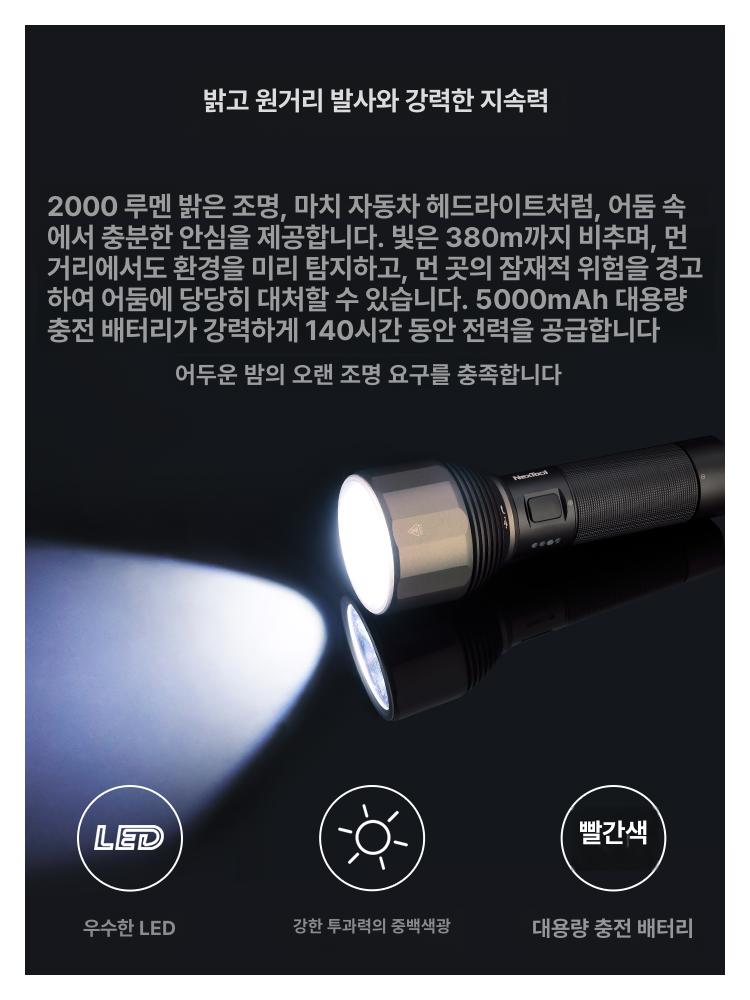 고휘도 써치라이트 랜턴 작업등 led후레쉬 충전식 배터리 라이트 캠핑용 해루질 미니 강력 - 상세 이미지 4