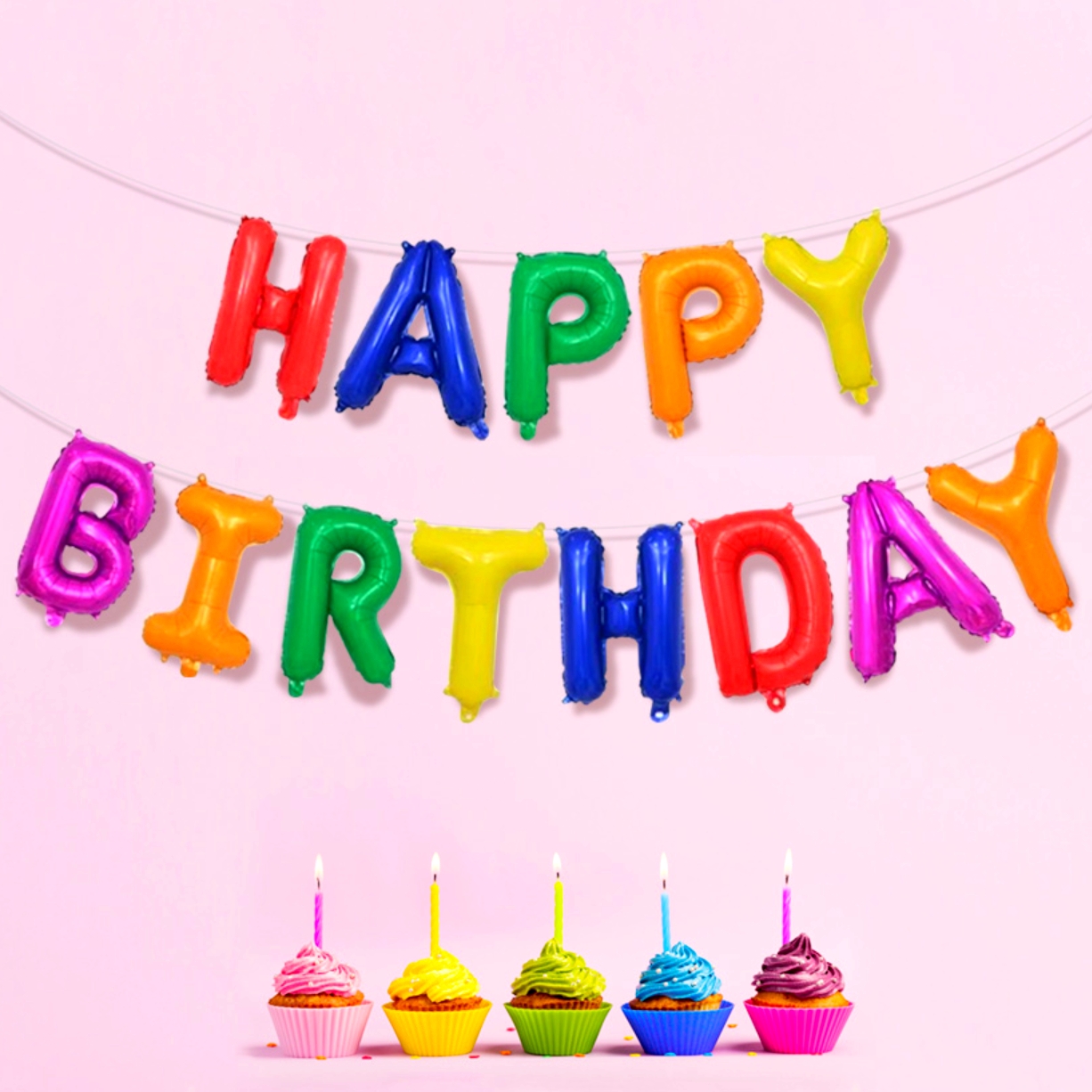알록달록컬러생일파티생일가랜드 컬러풀해피버스데이가랜드 다색상파티장식 - 상품 이미지