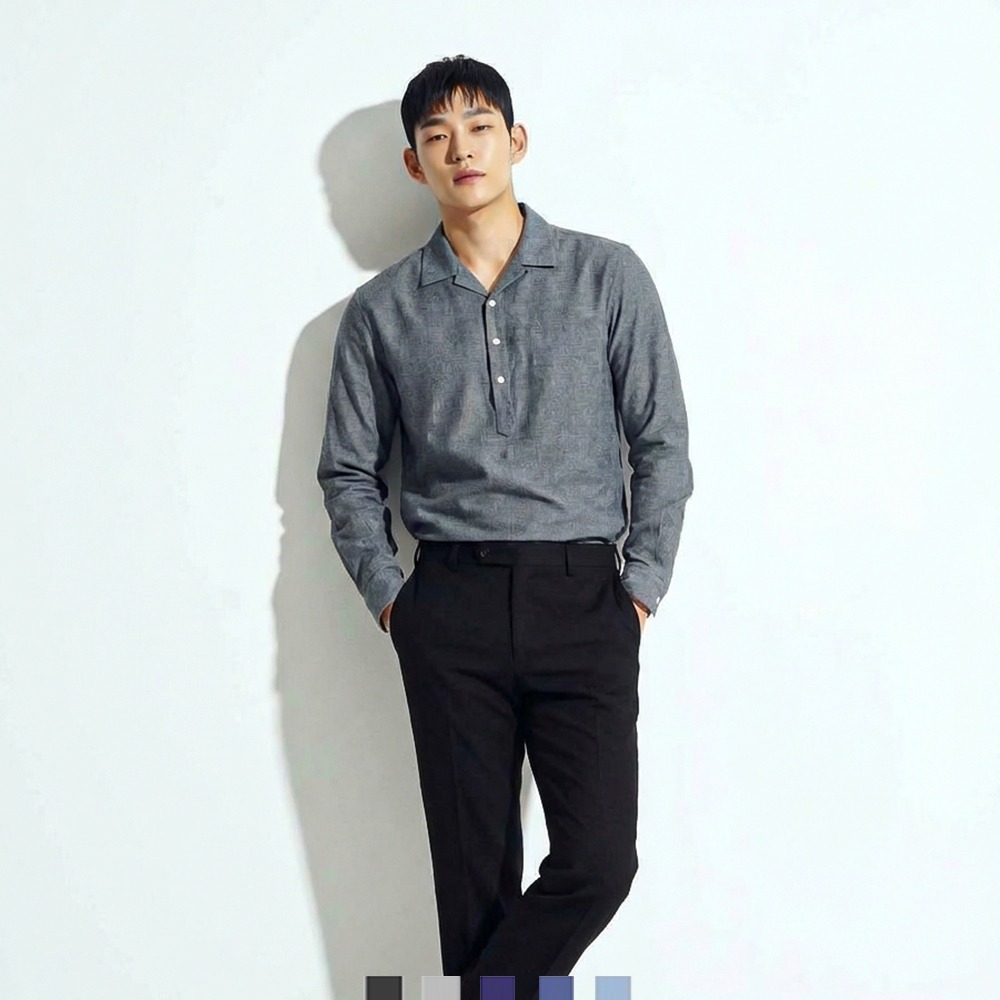 남자 오픈카라 헨리넥 셔츠 미니멀 봄 남방 - 소라