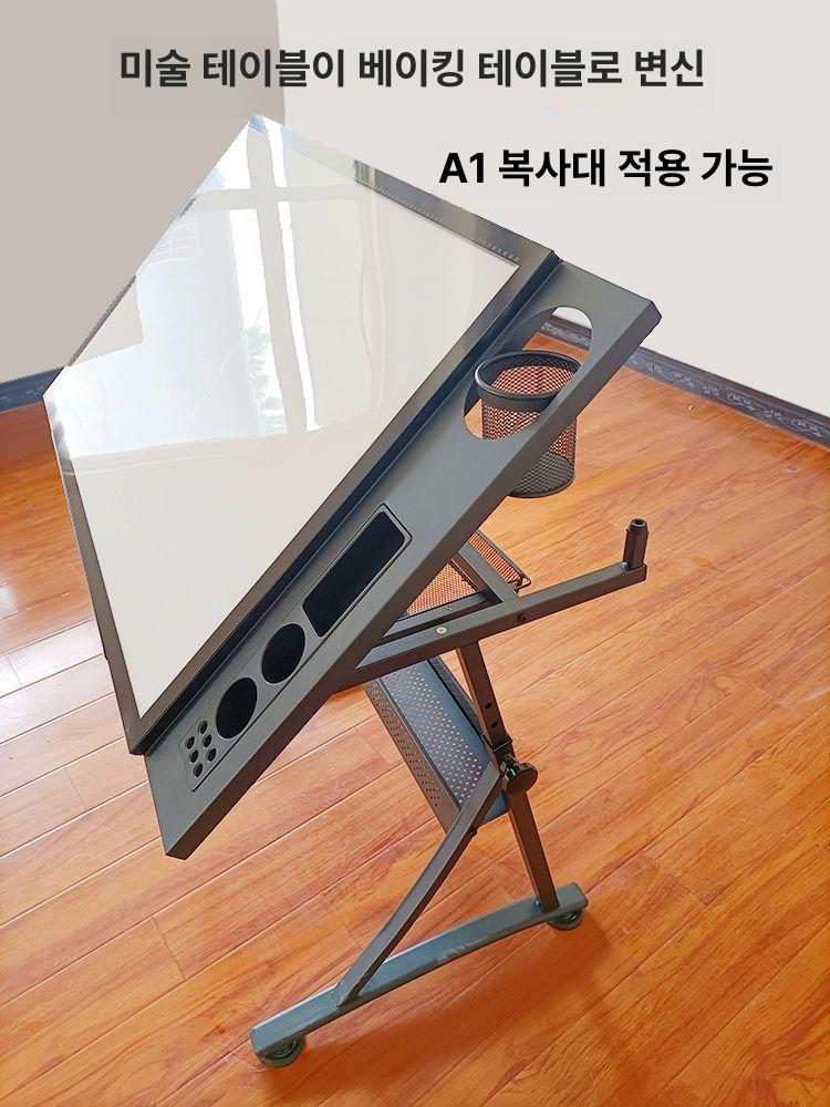 원목 드로잉테이블 작업대 패널 보드 대형 학생 이동식 가구 엔틱 테이블 높은 거실 식탁 이미지 6