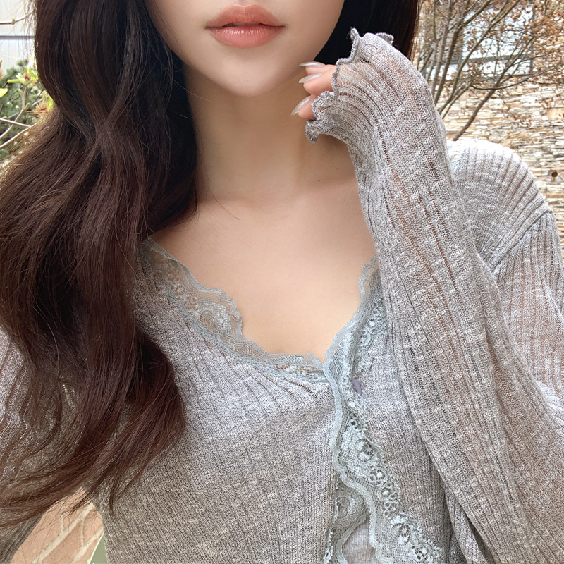 (여리핏♥) 베르사유 레이스 프릴 골지 가디건 cd3093 이미지 6