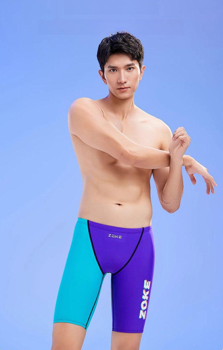 커플 수영복 전문가형 배색 고퀄 긴바지 쓰리피스 면혼방 여성 슬림 반팔 상하의세트 지퍼 - 상품 이미지