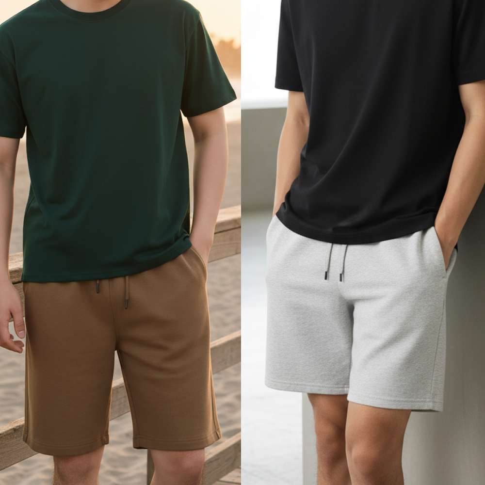 남자 편한 밴딩 스판 면 트레이닝 반바지 스웻팬츠 빅사이즈 - 멜란지그레이