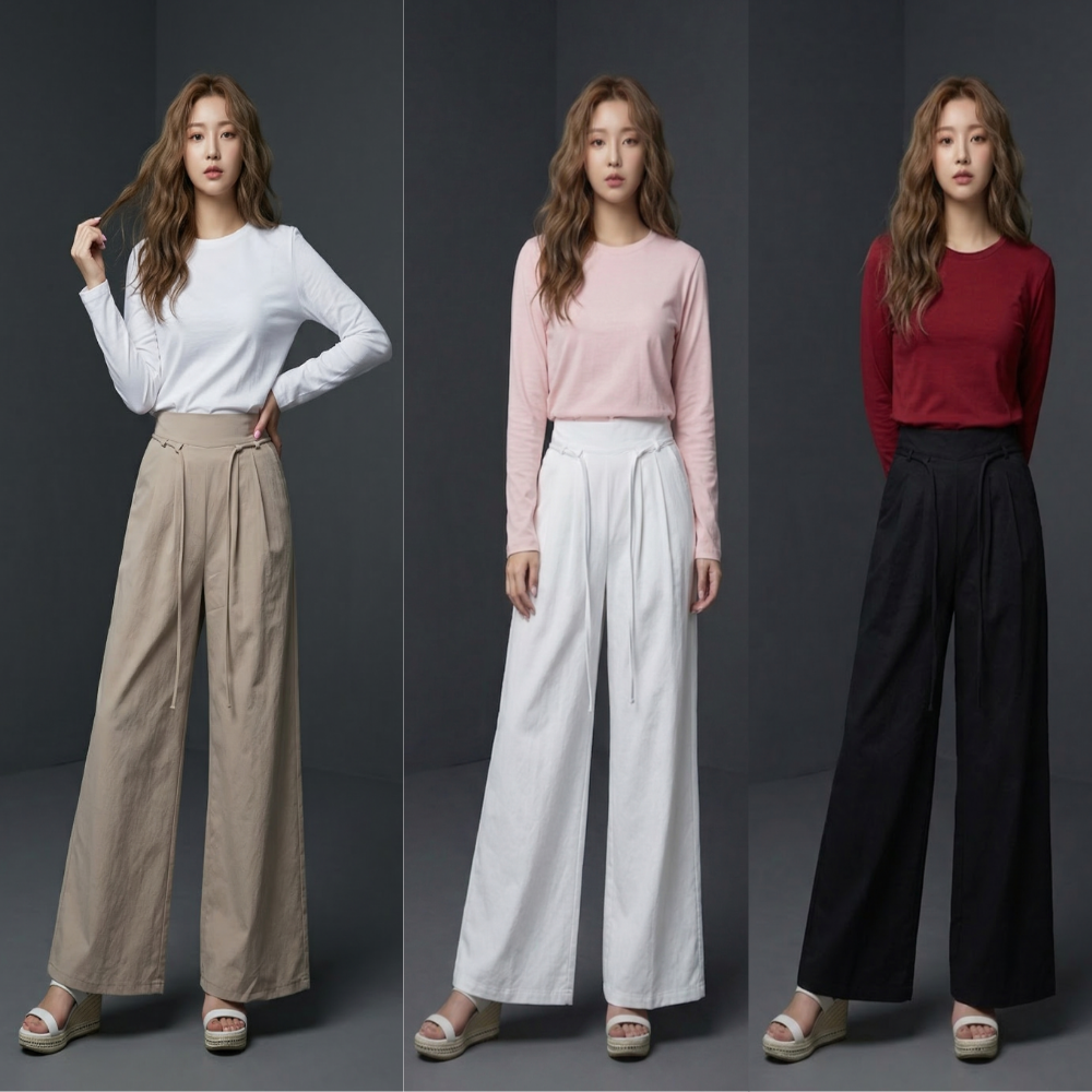 IT-26012 잇템 스트링 와이드바지 - 화이트