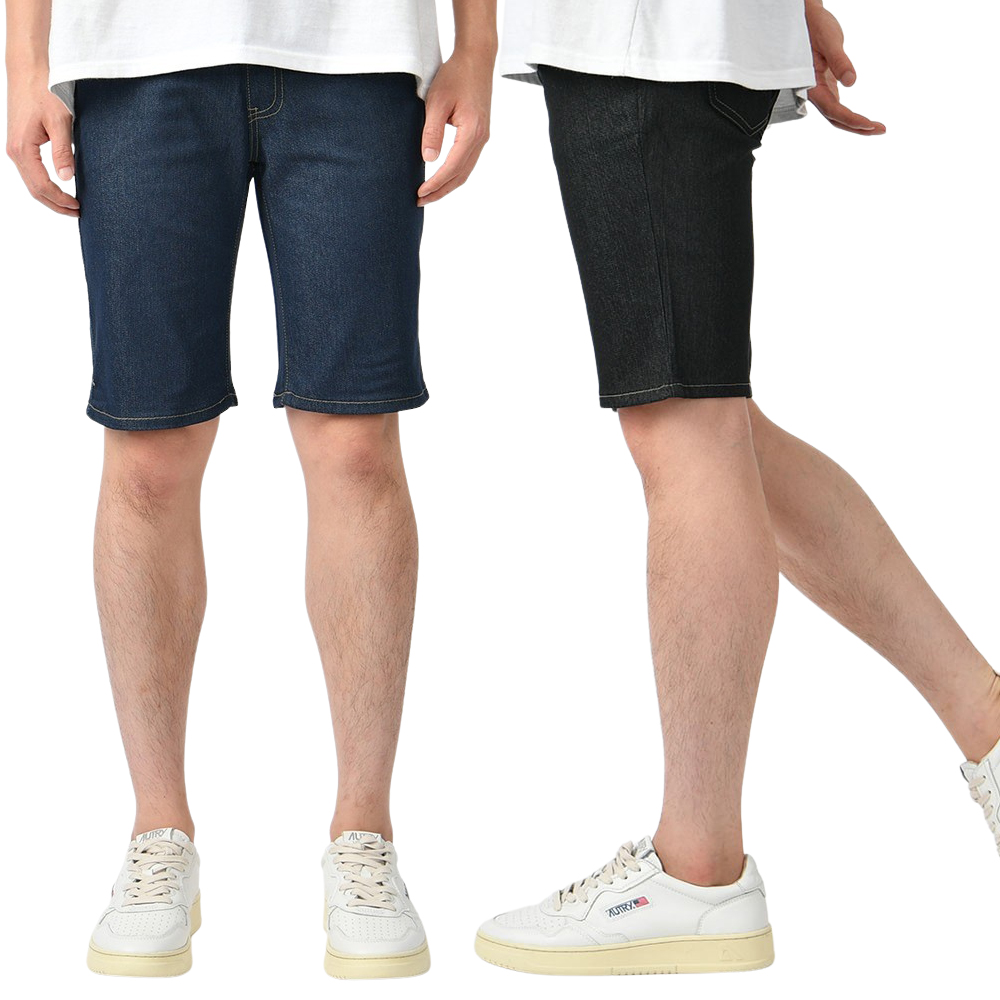 남자 스판 밴딩 생지 데님 5부 청반바지 2컬러 - 진청