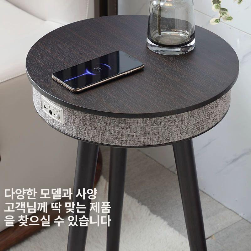 블루투스 스피커 테이블 일체형 레트로 거실 우드 미니 인테리어 원형 소형 - 상세 이미지 4