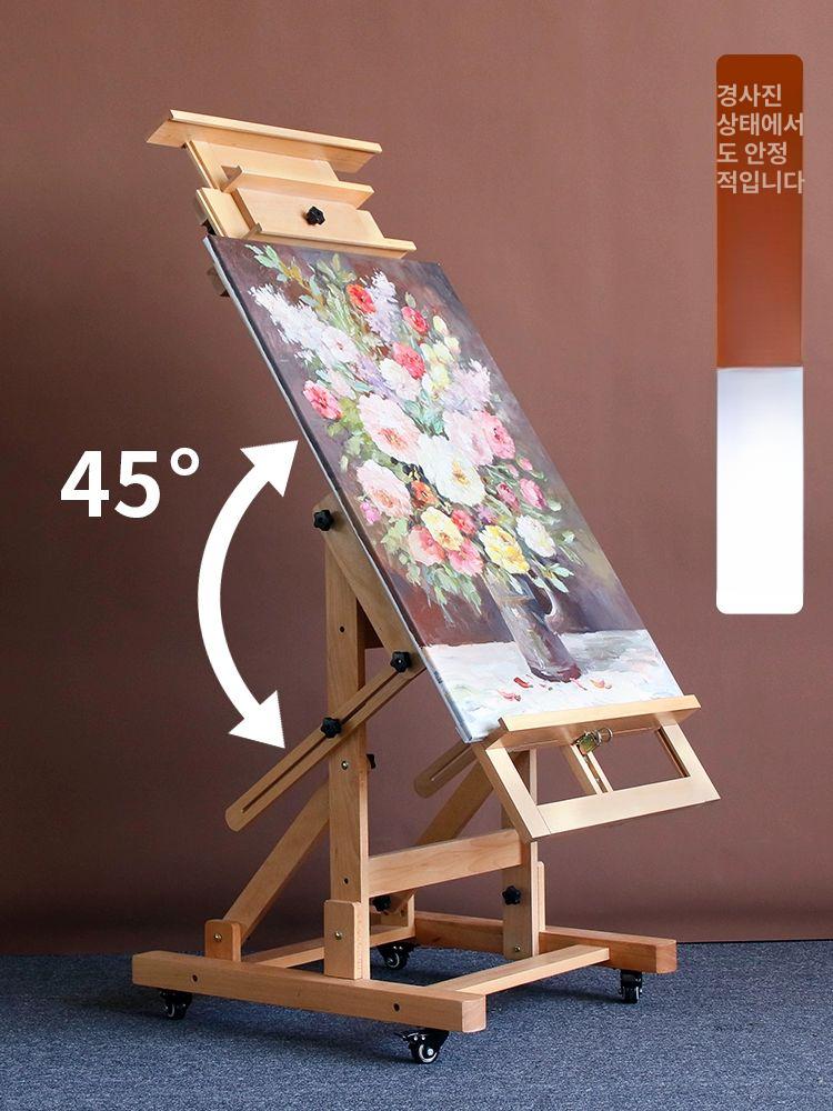 나무 이젤 거치대 대형 접이식 작업대 이동식 테이블 서랍 나무이젤 전문가용 드로잉 전시회 - 상세 이미지 5