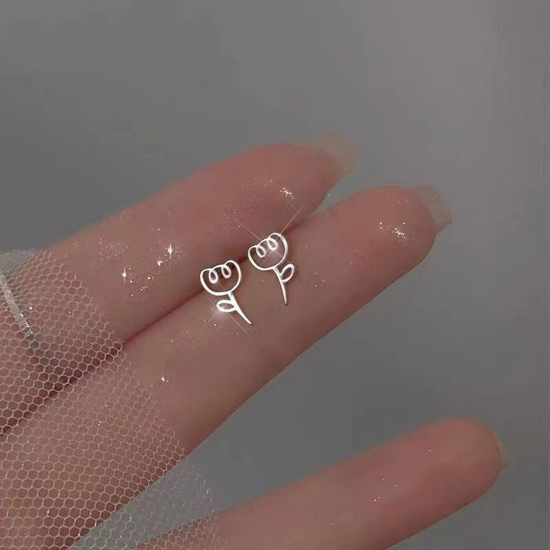 귀걸이 4종 하트 리본 깃털 튤립 귀걸이 피어싱 귀찌 이어링 쥬얼리 여성 악세사리 선물 이미지 8