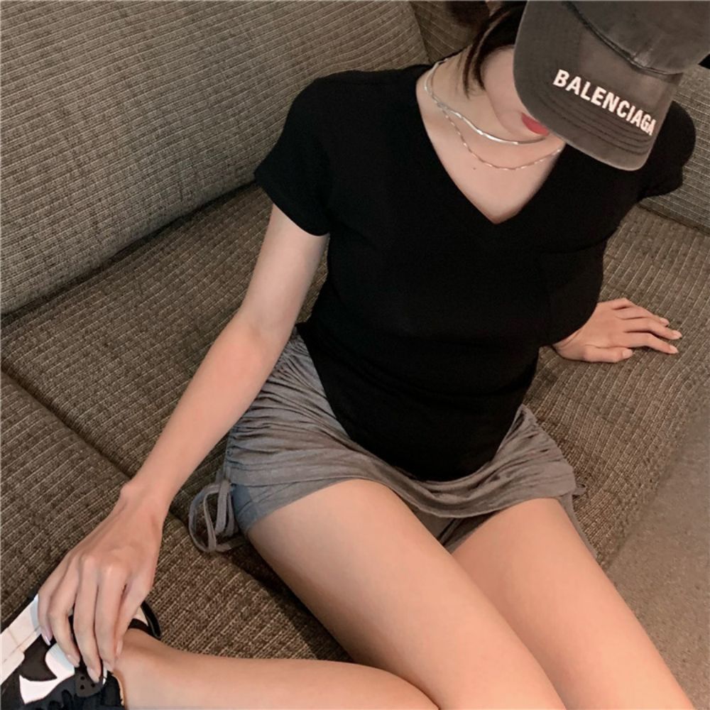 루즈핏 브이넥 포켓 티셔츠 JSD-1007956 - 그레이