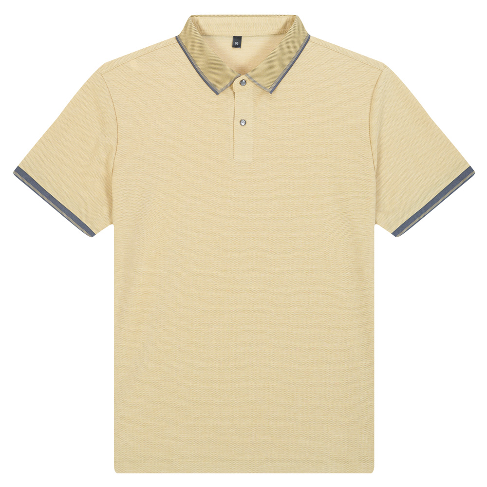 남자 반팔 카라넥 티셔츠 자카드 카라티 - 핑크