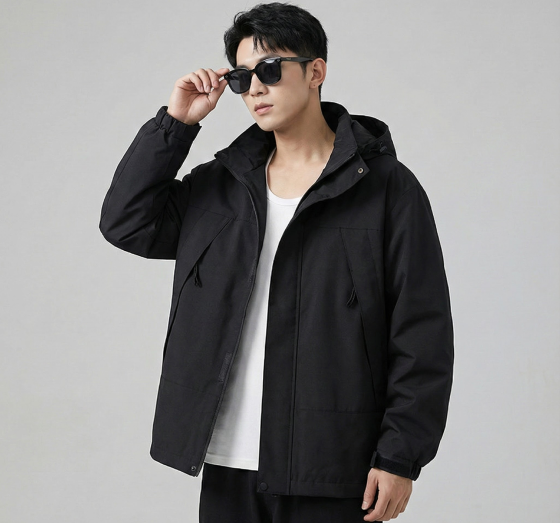 남성 간절기 봄 후드집업 바람막이 윈드브레이커 야상 점퍼 - 그린