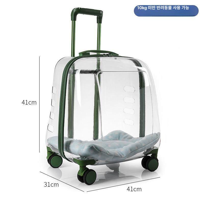 반려동물 캐리어 이동가방 투명 여행 트롤리 이동장 가방 바퀴달린 애완동물 펫 켄넬 애견 이미지 6