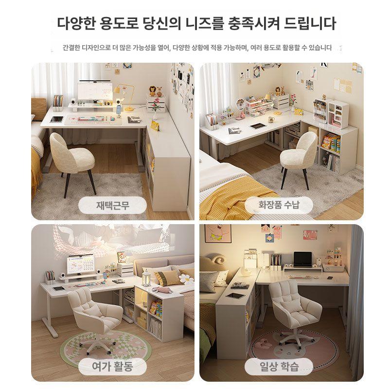 코너 책상 ㄱ자 l자형 워크스테이션 모서리 공간절약 원목 게이밍 코너 기억 - 상세 이미지 4