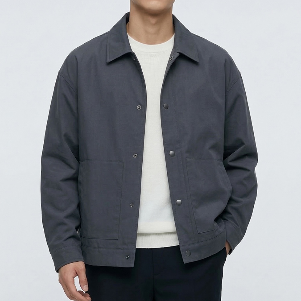 기본 스타일 모던 남성 사계절 자켓 가벼운 점퍼 아우터 - 4컬러 - 네이비