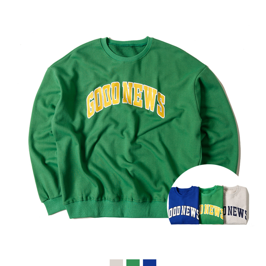 남자 봄 맨투맨 프린팅 맨투맨 데일리 맨투맨 - 그린