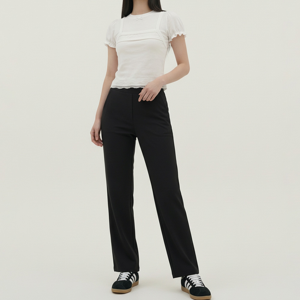 JEB-1007370 여성 쫀쫀 스판 슬림 일자 밴딩 팬츠 - XL