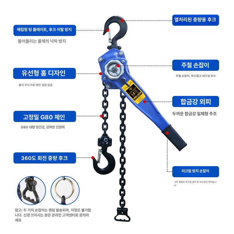 크레인 호이스트 블록 수동 작업 블럭 레버블럭 미니 깔깔이 권양기 레바 리프트 전동 이미지 6