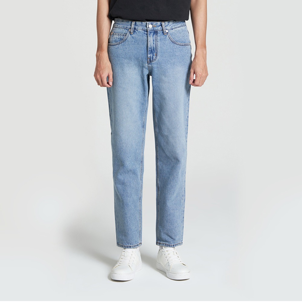 남자 연청 데님 테이퍼드핏 청바지 연청 워싱 스모크무드 무신사브랜드 - 연청