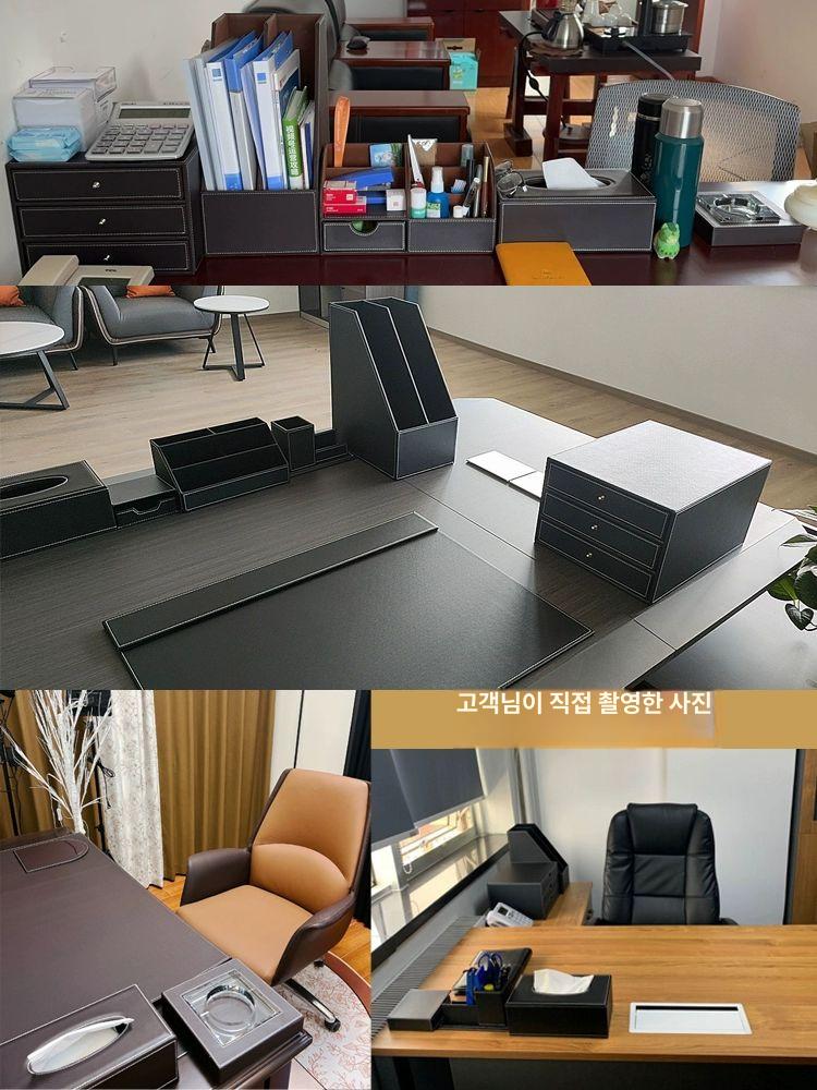 연필 수납함 가죽 세련된 리모컨홀더 사무실 필기구 다용도 케이스 컬러 임원 수납 연필꽂이 이미지 6