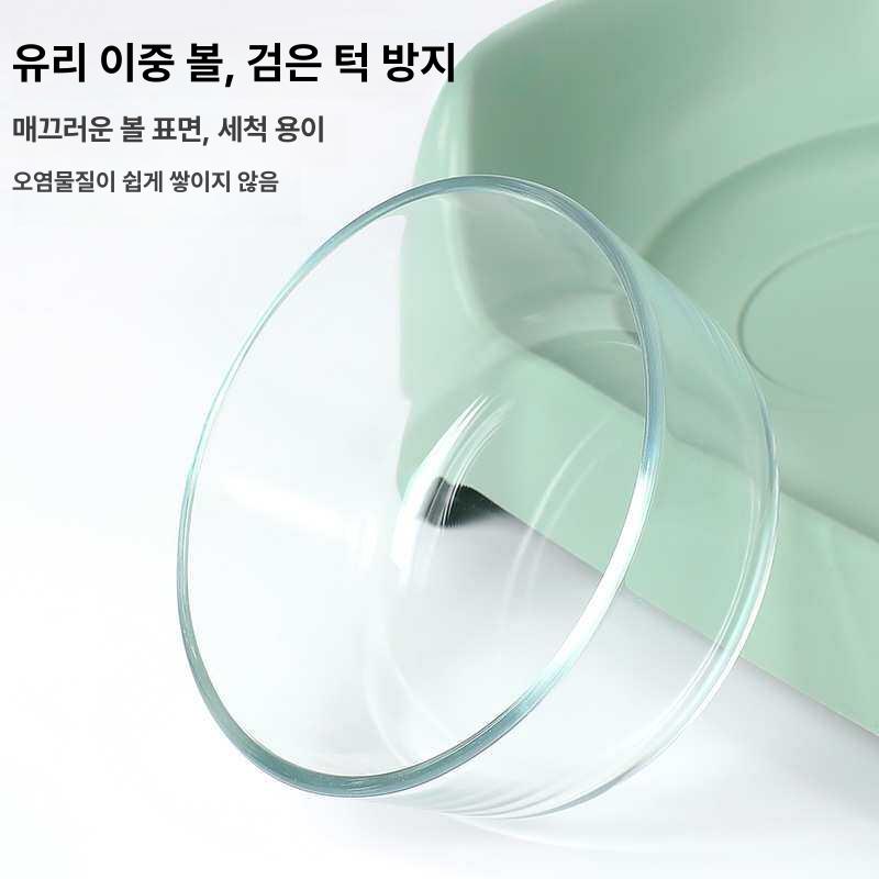 애견 원목 식기 세트 세라믹 도자기 반려동물 밤부디너 식탁 식기세트 높이 고양이 높이조절 - 상세 이미지 4