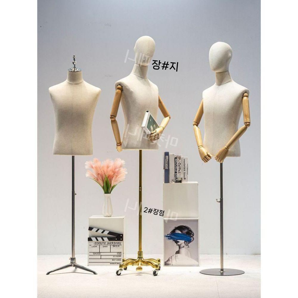 피노키오마네킹 토르소형 남성 매장 스탠드 모델 마네킹 실버 스퀘어 플레이트 검정 - 상세 이미지 2