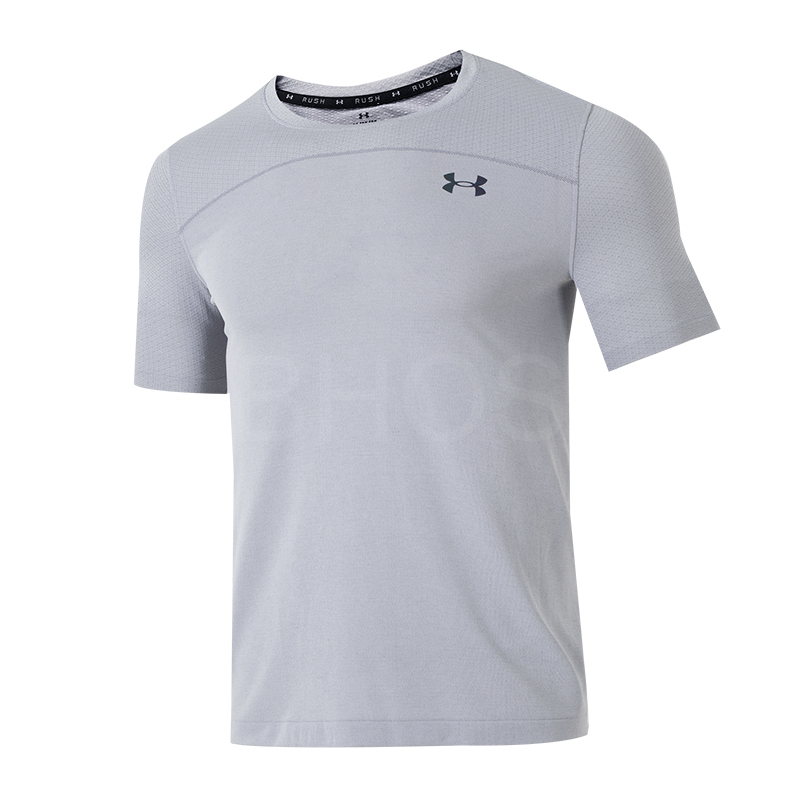 언더아머 UA Rush Seamless Wordmark SS 그레이