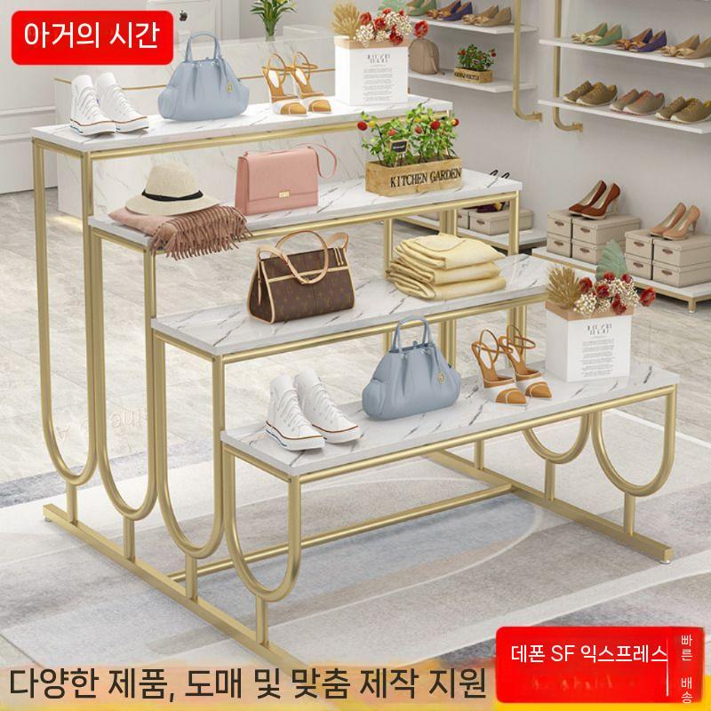 백화점 진열대 계단식 가방 골드 쇼케이스 전시 판매대 스탠드 100x72x80 원형 튜브 검정 패키지 A - 상세 이미지 2