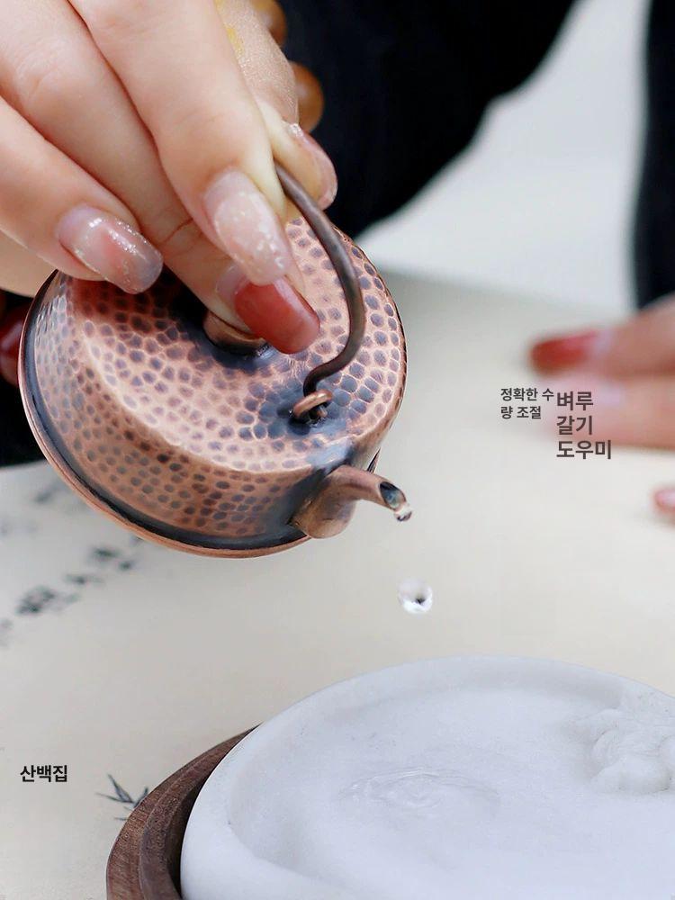 황동 연적 서예 빈티지 물통 이상 전통차 모조 주전자 미니 용품 엔틱 행운 문방 문방사우 - 상세 이미지 5