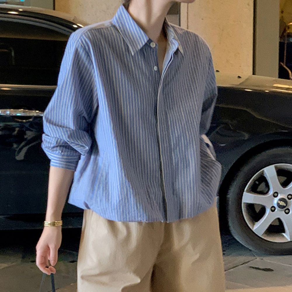 스트라이프 루즈핏 셔츠 자켓 HPC-1007857 - 소라