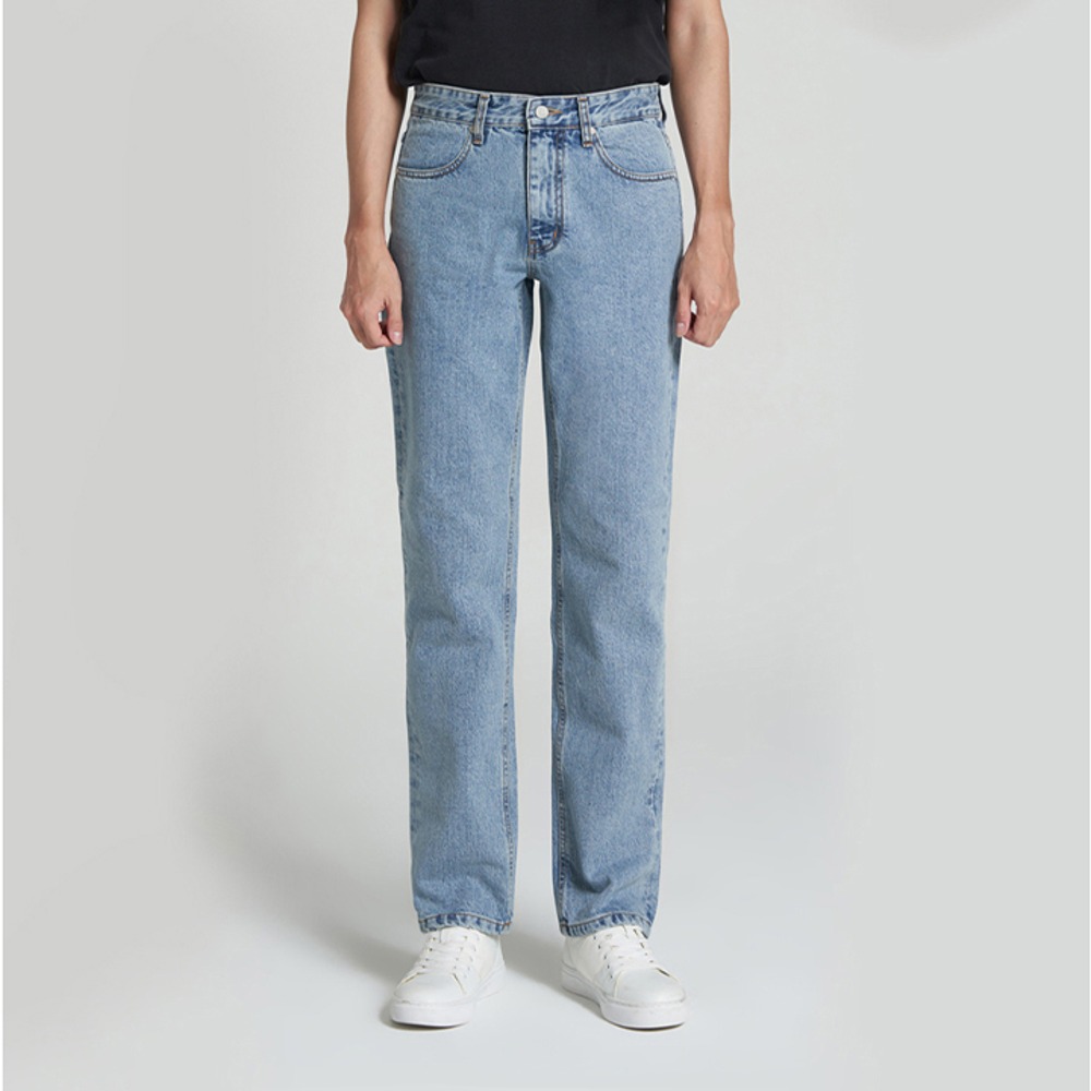 남자 데님 스트레이트 핏 청바지 워싱 스모크무드 무신사브랜드 - 연청