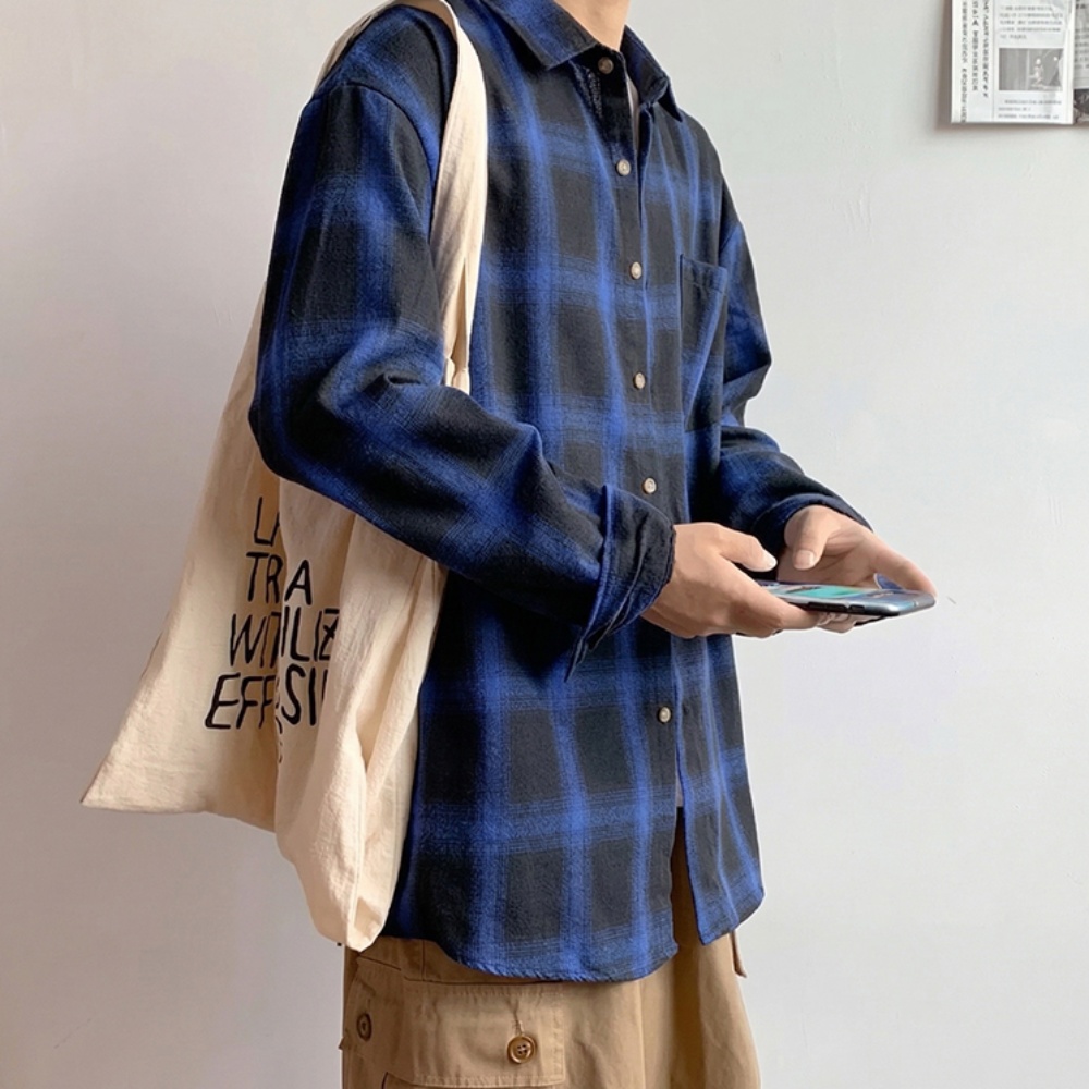 남여공용 캐주얼 체크 남방 루즈핏 셔츠 - 3컬러 - 레드