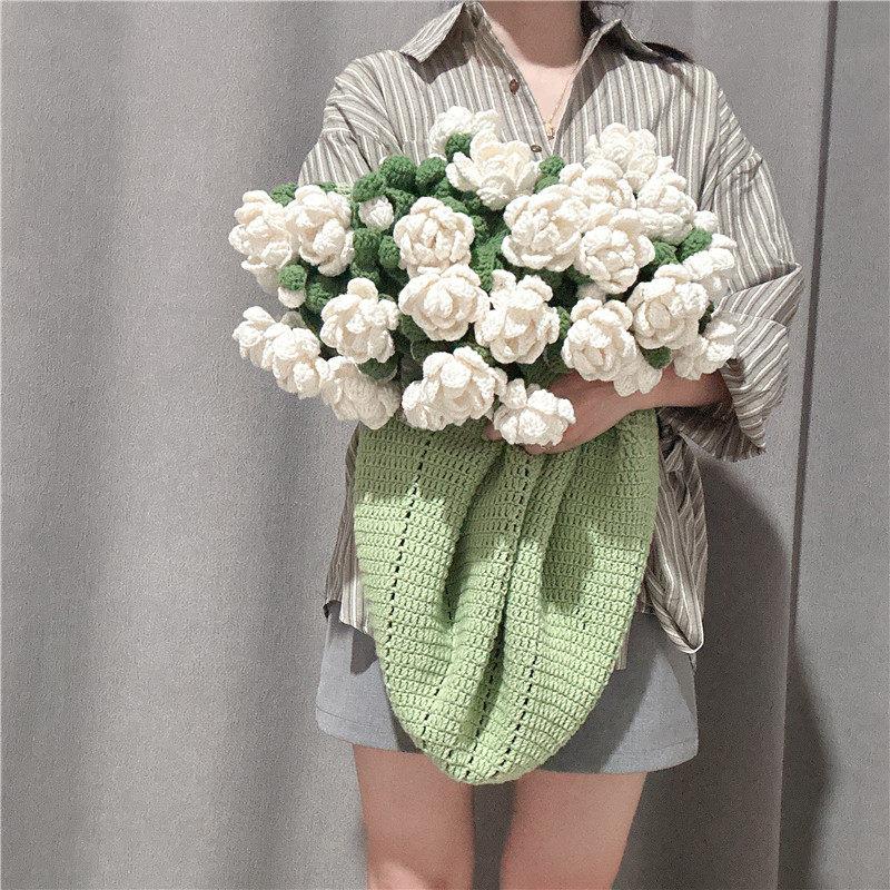 꽃다발 담요 블랭킷 핑크 뜨게꽃 손뜨개 뜨개꽃 프랑스 꽃다발블랭킷 뜨개질 로즈 그라데이션 - 상세 이미지 2