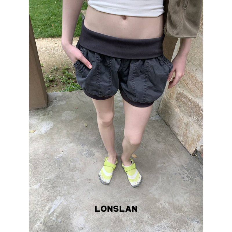 LONSLAN 론슬란 여성반바지 벌룬 카고팬츠 바지 - 상품 이미지