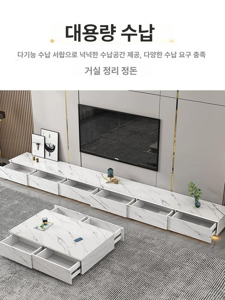 티비 거실장 인조대리석 받침대 TV장 콘솔테이블 고급 서랍장 선반 다이 - 상세 이미지 4