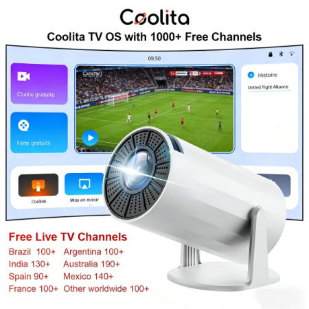 살랑에 X8미니 네이티브 720P 안드로이드 4K 프로젝터 (평생 무료 TV 채널 WiFi6 BT5 비디오 Coolita OS 홈 시네마 탑재)