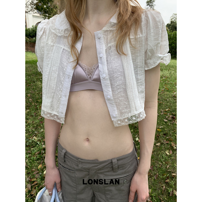 LONSLAN 론슬란 여름 레이스 트리밍 새틴 란제리 브라 - 상세 이미지 2