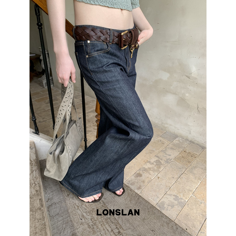 LONSLAN 론슬란 로우라이즈 스트레이트 레그 데님 청바지 여성바지 팬츠 - 상세 이미지 4
