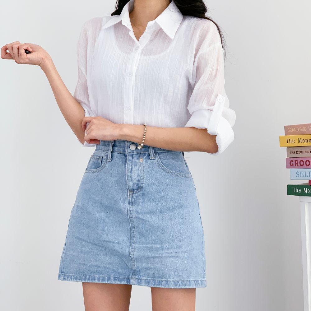 링클 루즈핏 블라우스 HPC-1007851 - 민트