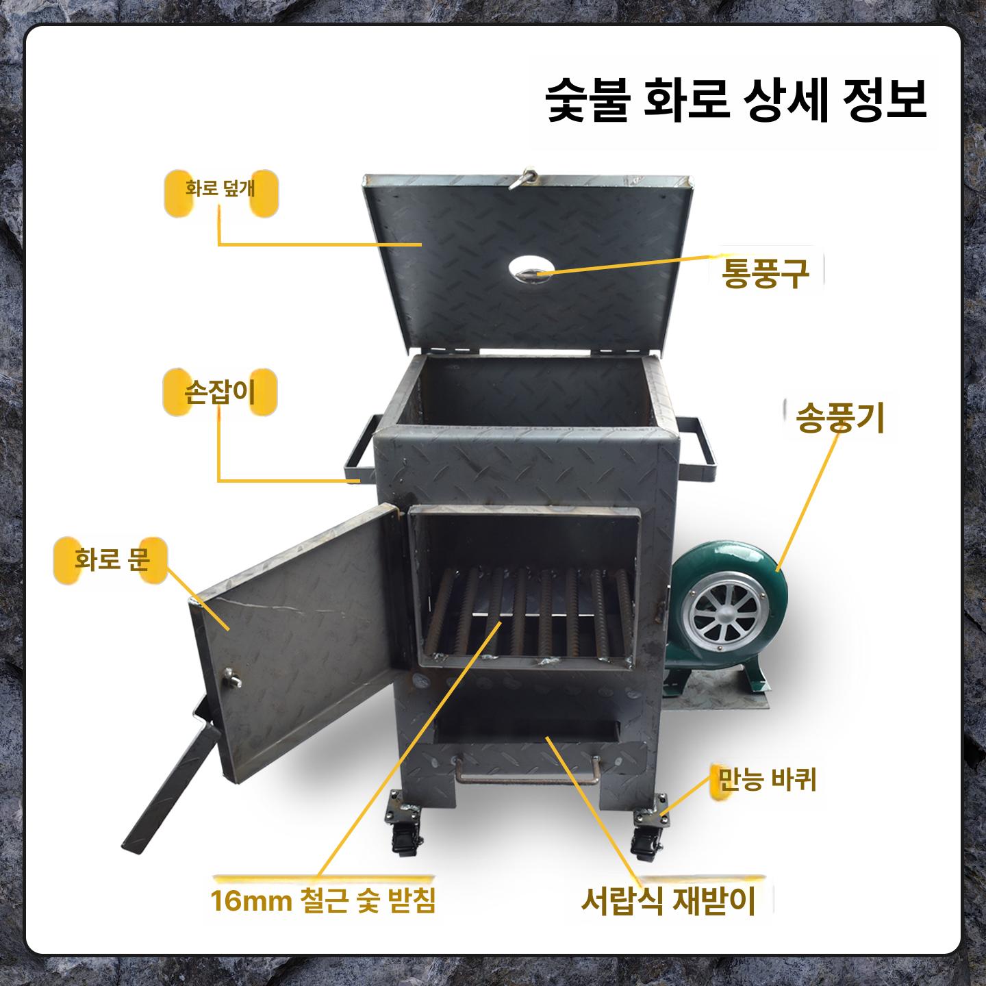 숯불 착화기 점화통 이동형 펜션 화로 진흙 소형 야외 라지 송풍기 달린 내화 화로대 풍로 - 상세 이미지 4