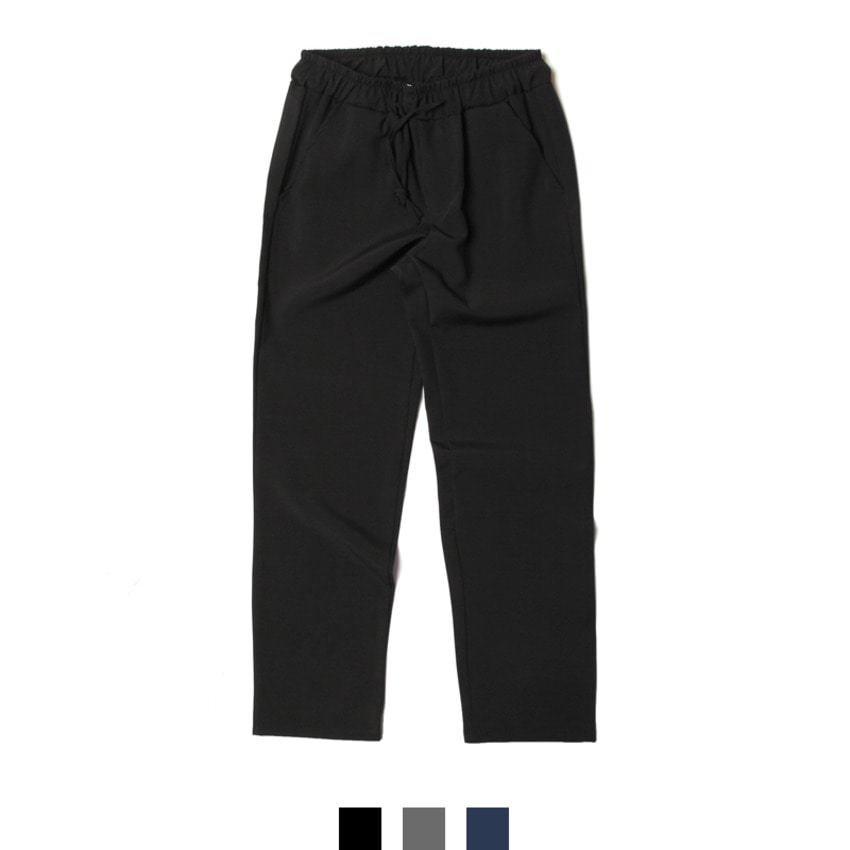 남자 슬랙스 밴딩 스판 편한 데일리 팬츠 - 블랙