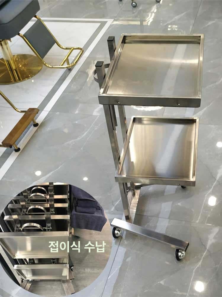 수납 카트 스테인리스 선반 서빙 틈새 소형 이동 접이식 주방 철제 식당 이동식 다용도 - 상세 이미지 3