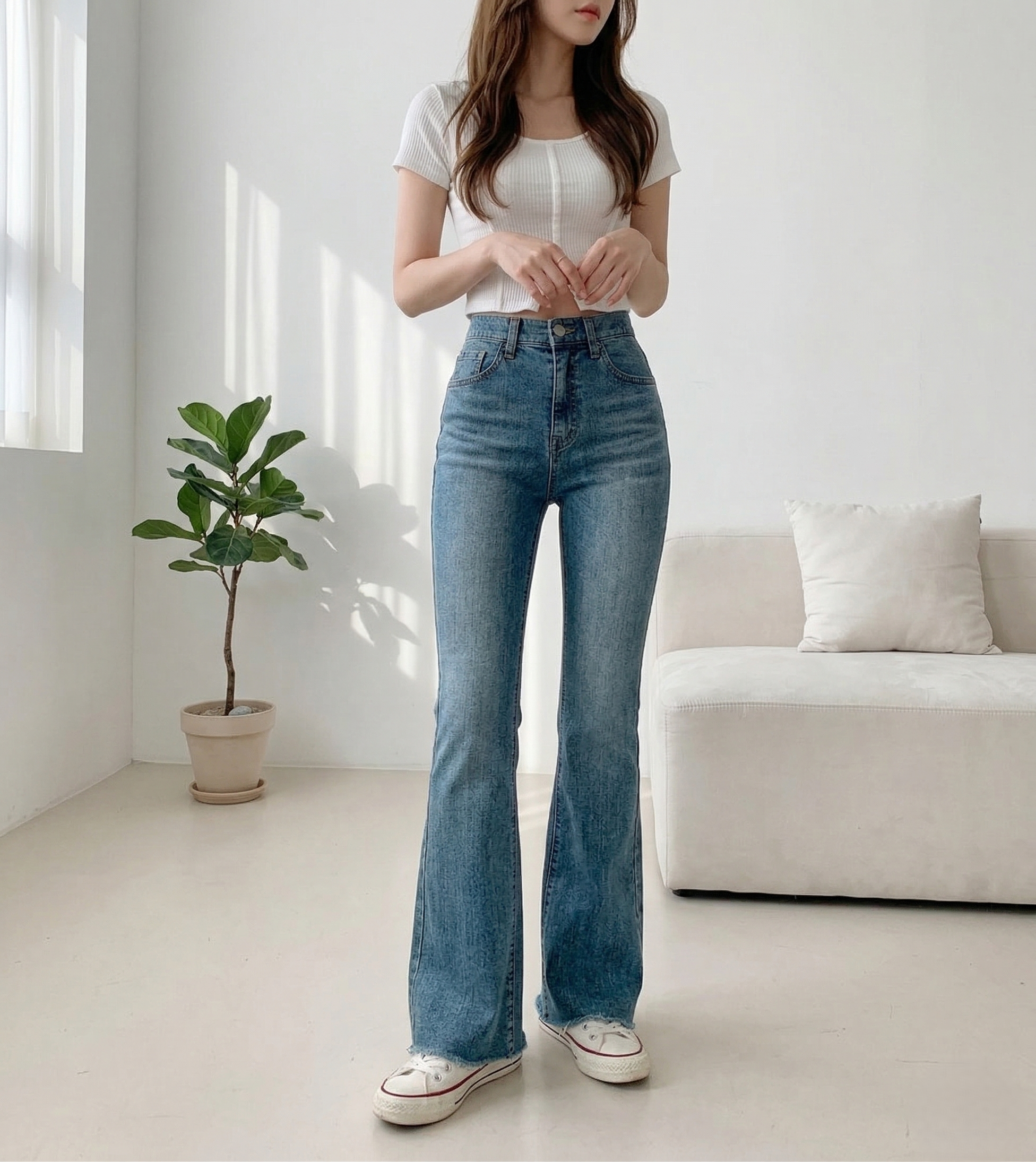 리엘쑤 여자 키작녀 히든밴딩 부츠컷 청바지 이미지 6