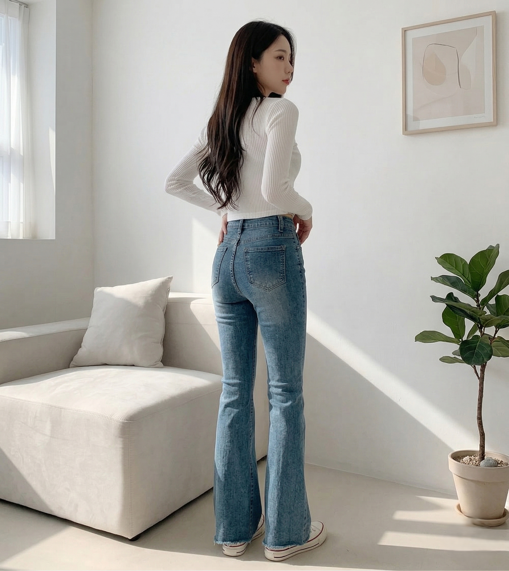 리엘쑤 여자 키작녀 히든밴딩 부츠컷 청바지 - 상세 이미지 4