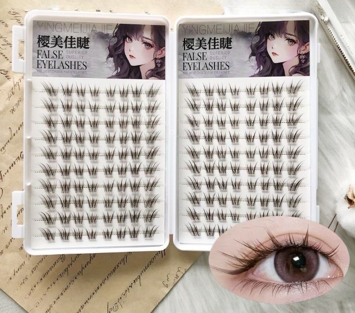 대용량 노글루속눈썹 가닥속눈썹 160pcs 연장 일회용 아이돌 인조 부분 언더 - 상품 이미지