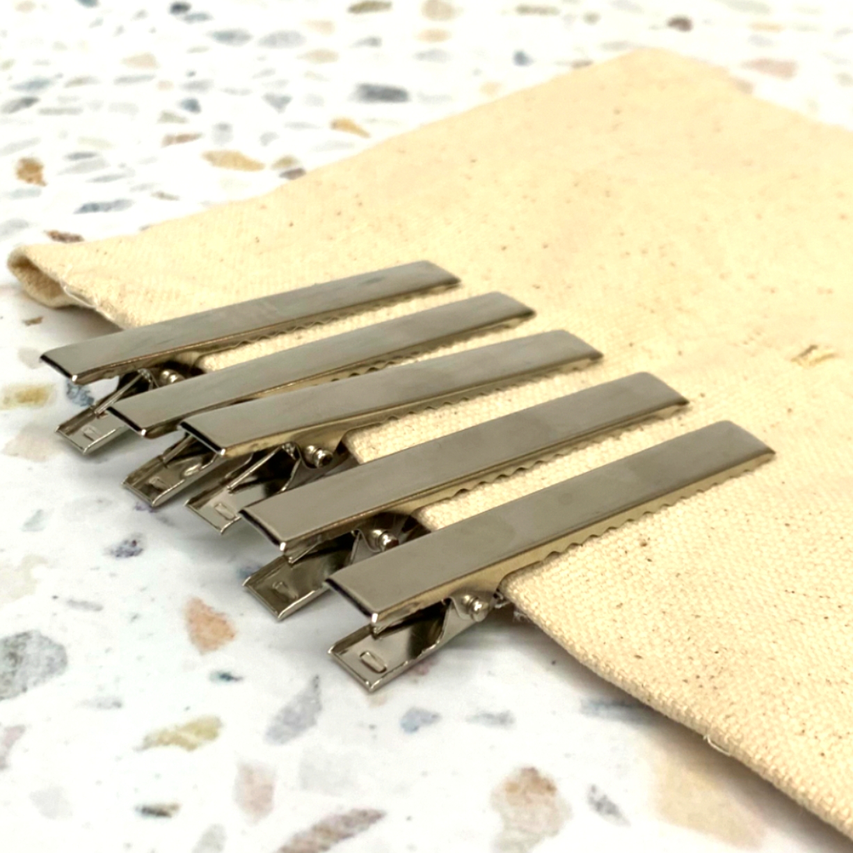 메탈집게핀 실버잔머리고정집게핀 민자헤어스타일링헤어핀 5P 8cm 1.5cm - 상품 이미지