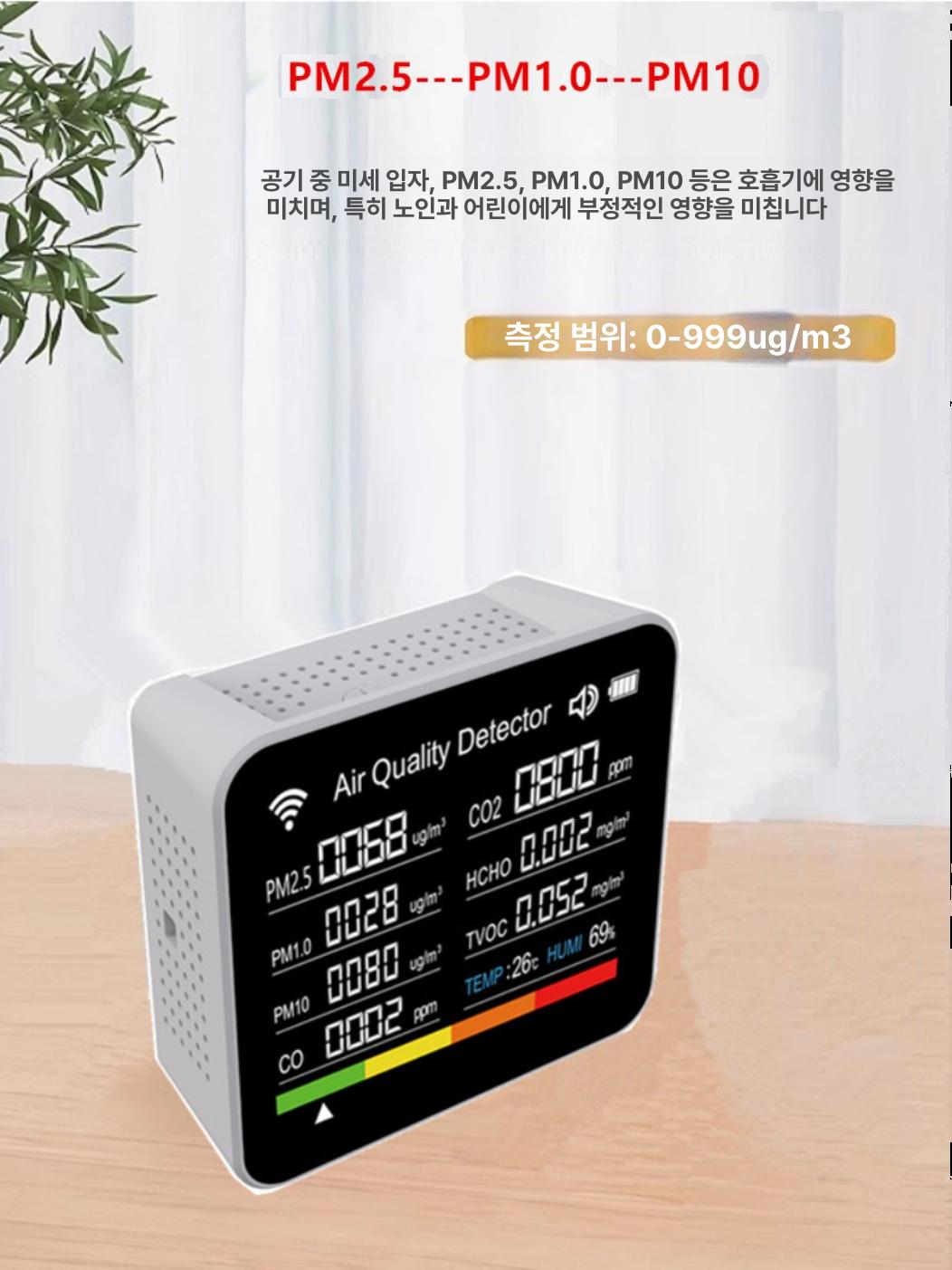 공기질 측정기 미세먼지 감지기 co2 습도 대기질 모니터링 센서 일체형 분석기 - 상세 이미지 2