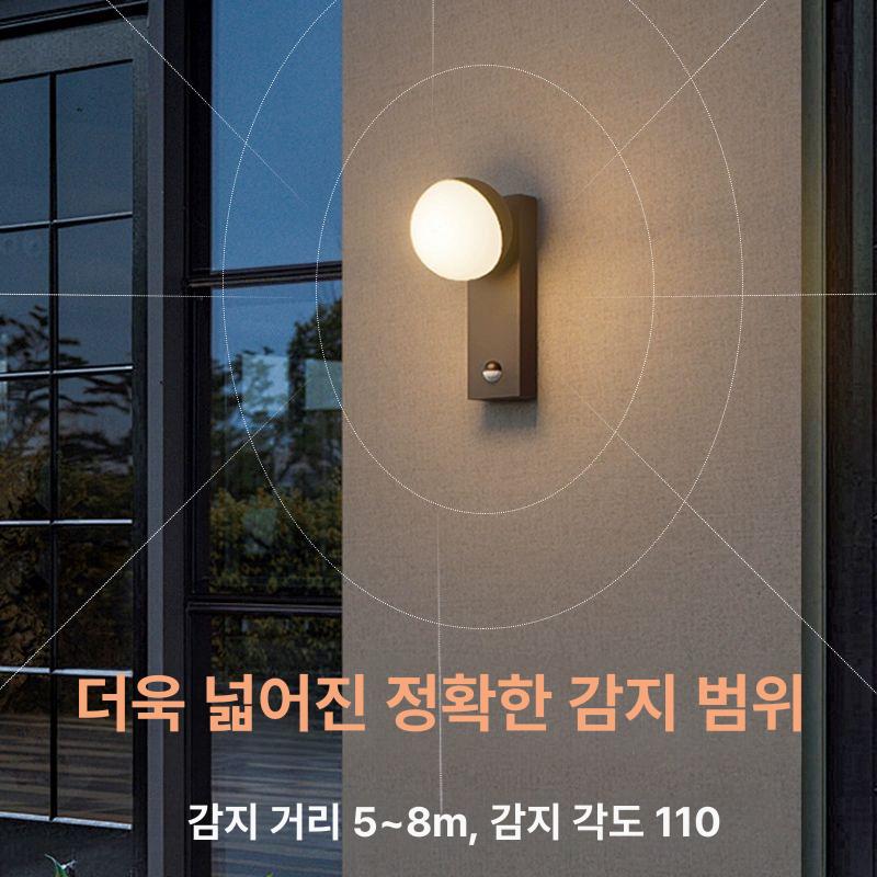 현관 센서등 외벽등 방수 건물 외부센서등 발코니 직부등 방습 대문 화장실 야외 원형 블랙 - 상세 이미지 3